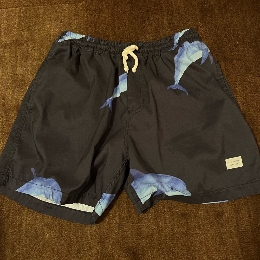Duvin Dolphin Print Swim Shorts - Black